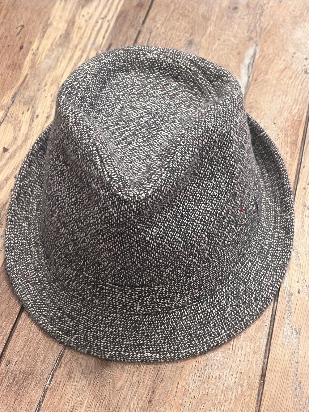 Vintage Crown Co. Gray Solid Tweed Look Fedora Hat S/M Men